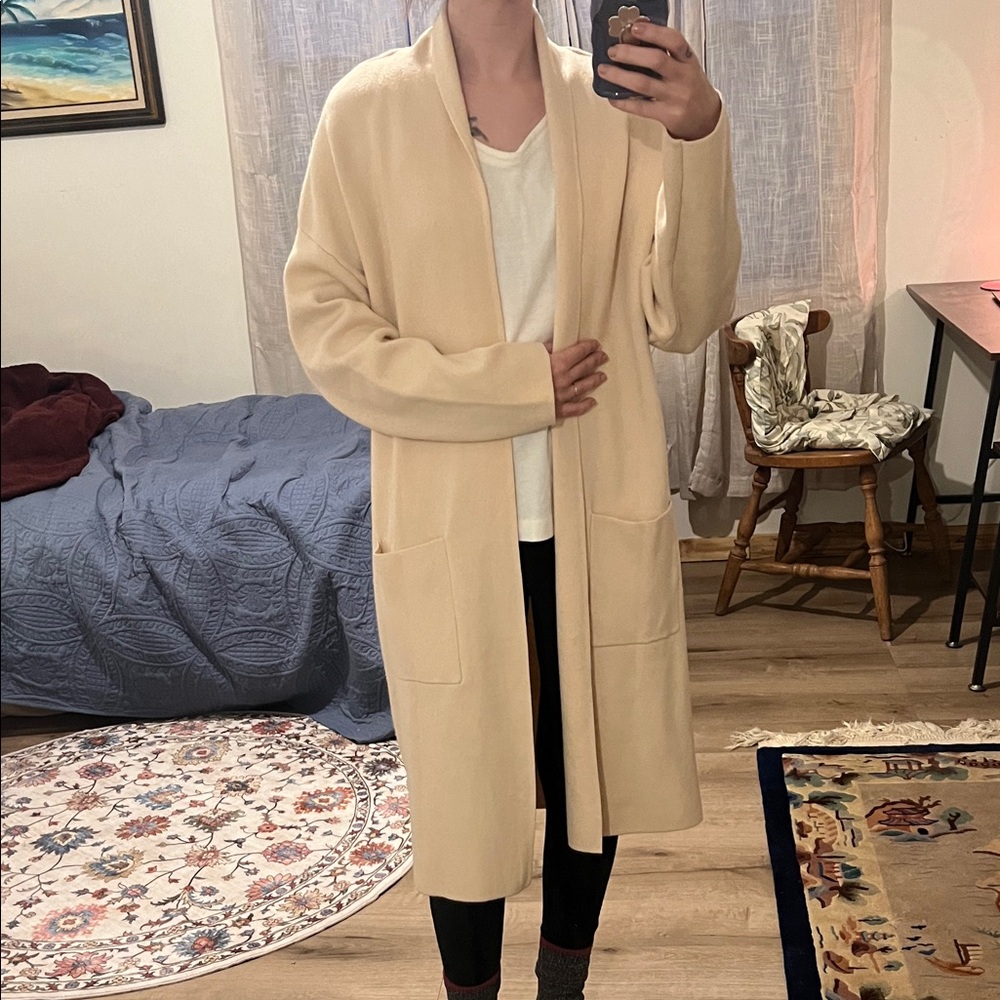 Cream Open-Front Women's Sweater